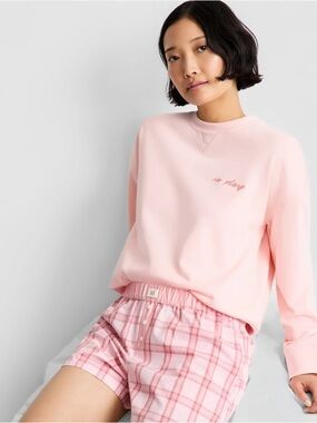 New State of Day Sweater No Plans Lounge Soft Cozy sweatshirt baby pink cute XS